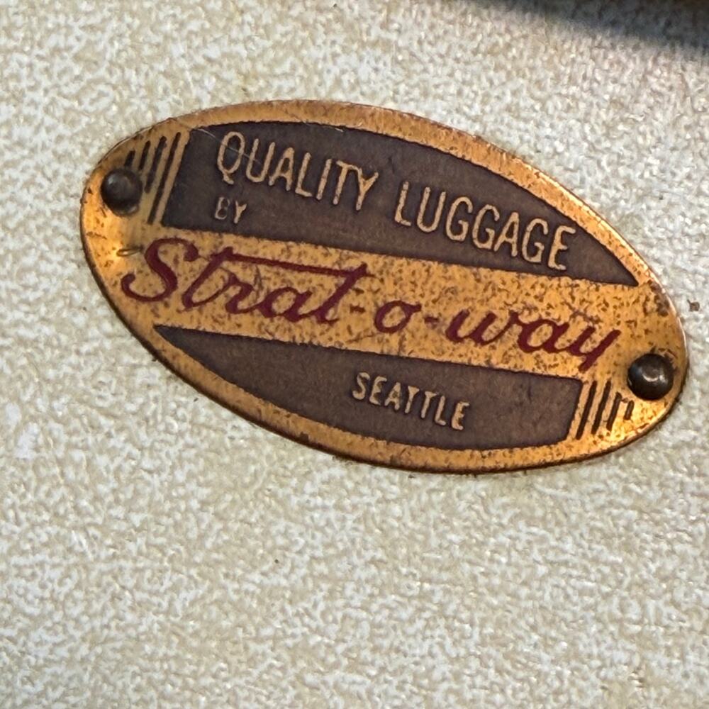 Vintage 40s StratOWay Cream Brown Train Case Luggage Carry On Makeup Vanity Box - Picture 8 of 11